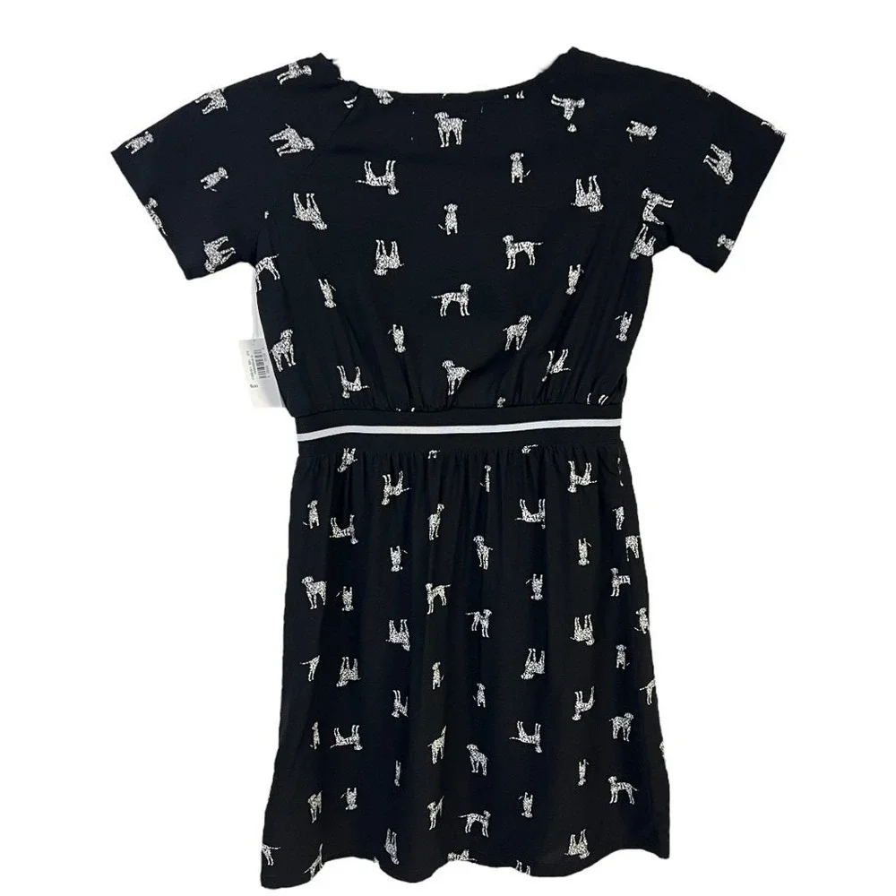Old Navy Girls Rounder Dress Dalmatian Print Black White Size 6‎ New Fit Flare